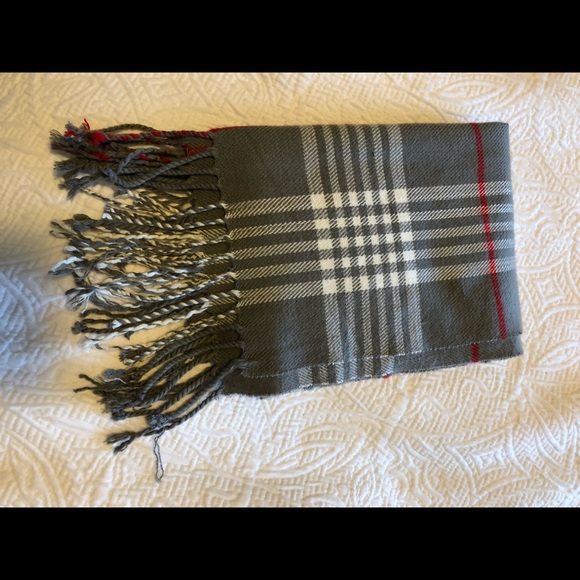 Other - Gray cashmere designer style plaid scarf
